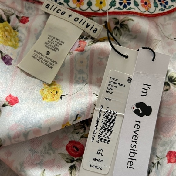 Alice + Olivia Domino Satin Floral Belted Kimono - Picture 4 of 13